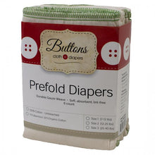 Load image into Gallery viewer, Buttons Cotton Prefold Cloth Nappy - 6 pack | Little Twidlets
