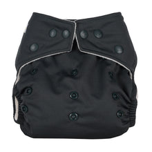 Load image into Gallery viewer, baba and boo reusable one size cloth nappy little twidlets graphite black dark
