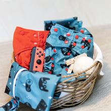 Load image into Gallery viewer, Bebeboo Gamer Wet bag and reusable nappy in basket Little Twidlets 
