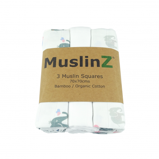 MuslinZ Bamboo/Organic Cotton Muslin Squares - 3 pack