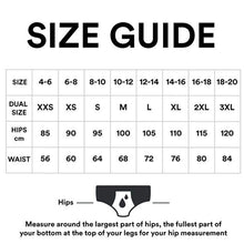 Load image into Gallery viewer, WUKA Ultimate™ Bikini Period Pants - Medium flow Little Twidlets Size guide

