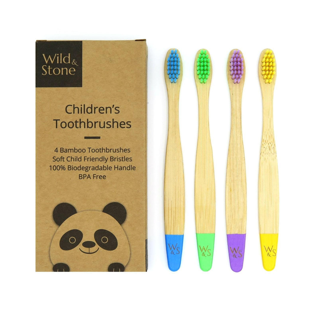 Children's Bamboo Toothbrush - 4 Pack - Multi Colour