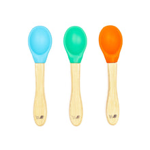 Load image into Gallery viewer, Baby Bamboo Weaning Spoons - Set of 3 - Blue, Green &amp; Orange Little twidlets
