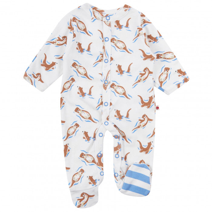 Piccalilly Footed Sleepsuit, Otter