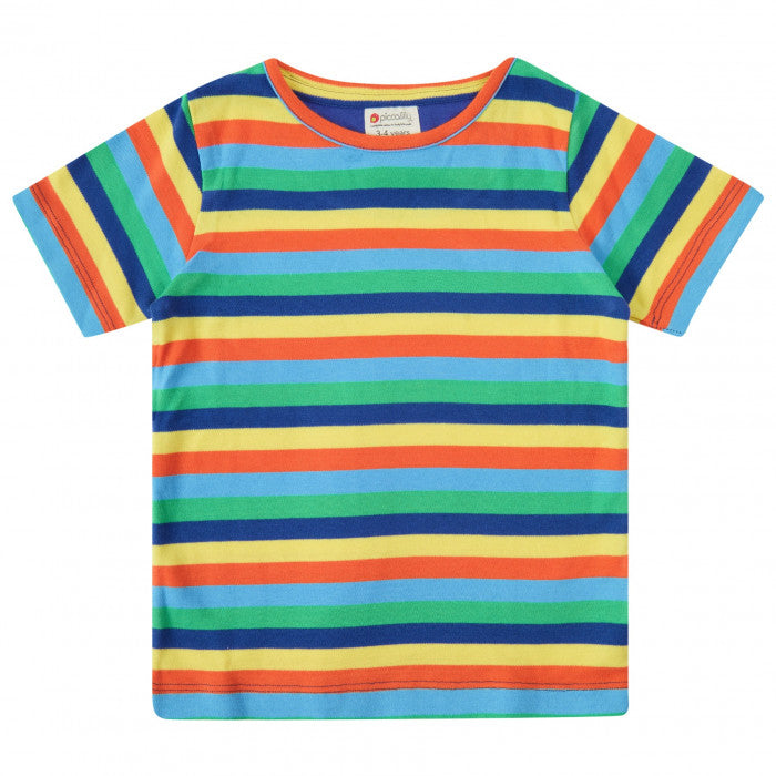 Piccalilly Kids T Shirt Rainbow Stripe