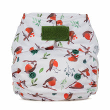 Load image into Gallery viewer, Baba and Boo reusable cloth nappy little twidlets robins winter
