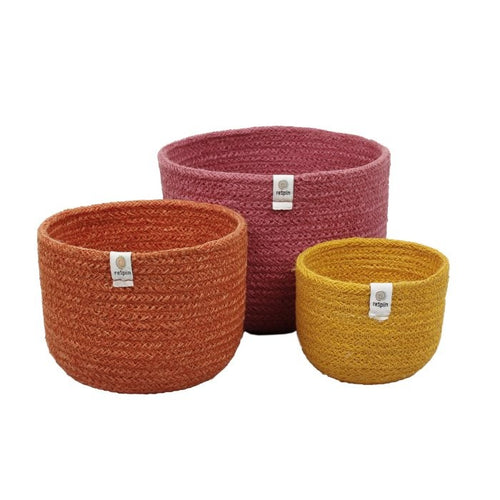 ReSpiin baskets, set of 3 'fire' sustainable jute | Little Twidlets