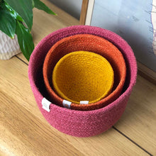 Load image into Gallery viewer, ReSpiin baskets, set of 3 &#39;fire&#39; sustainable jute nesting baskets | Little Twidlets
