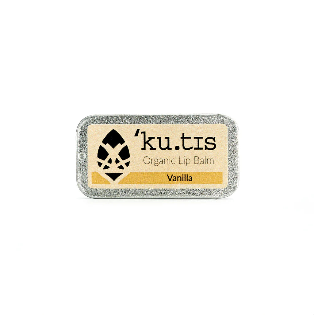 'ku.tis' organic lip balm packaging on a white background