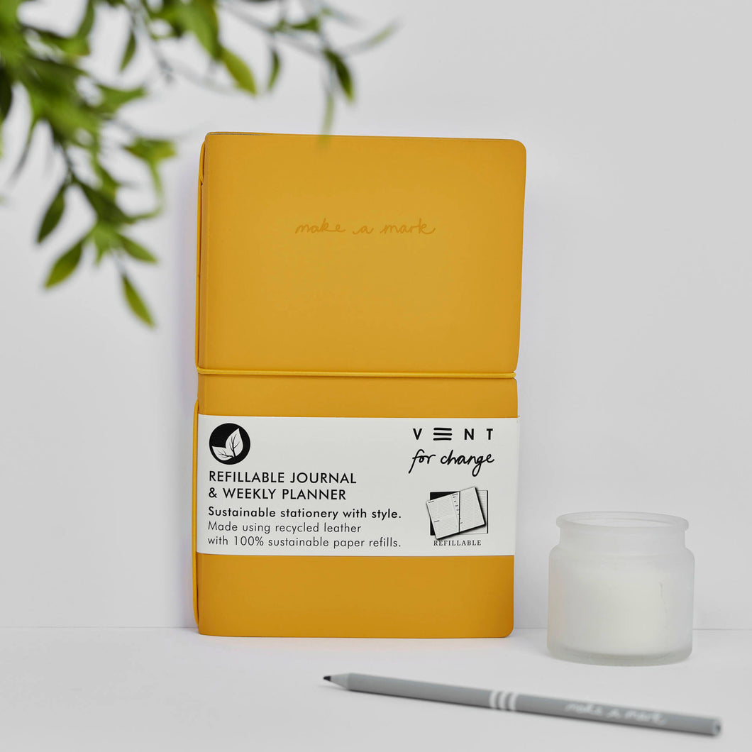 Recycled Leather Planner – Yellow | Vent For Change