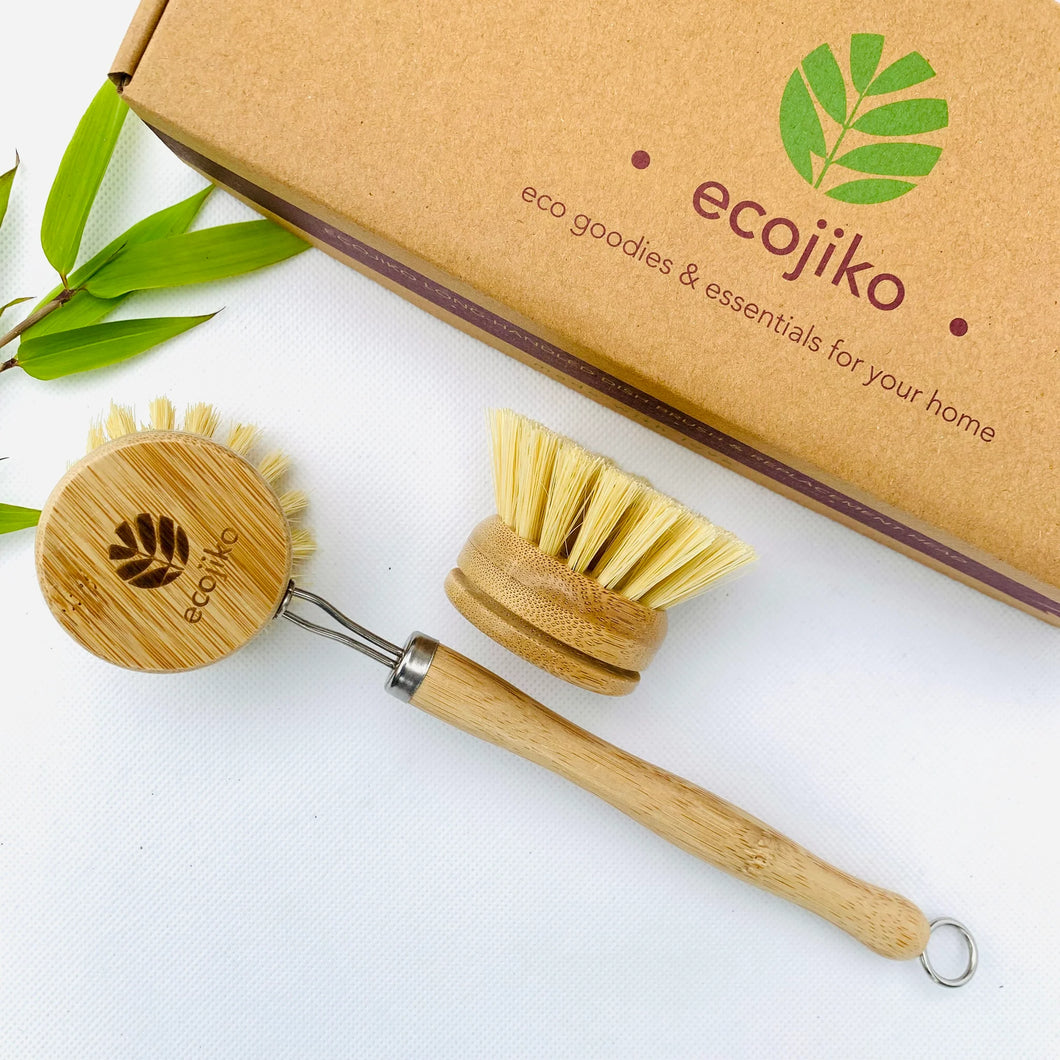 Ecojiko Long Handled Bamboo Dish Brush & Replaceable Head | Little Twidlets 