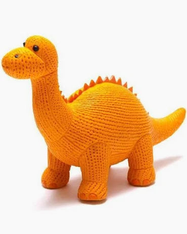 Knitted Diplodocus Dinosaur mini Toy - Orange