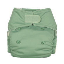 Load image into Gallery viewer, Baba and Boo reusable newborn cloth nappy little twidlets sage green
