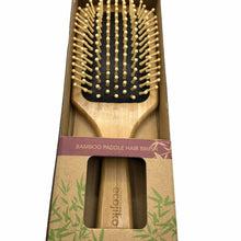 Load image into Gallery viewer, Bamboo paddle hair brush in eco friendly packaging 
