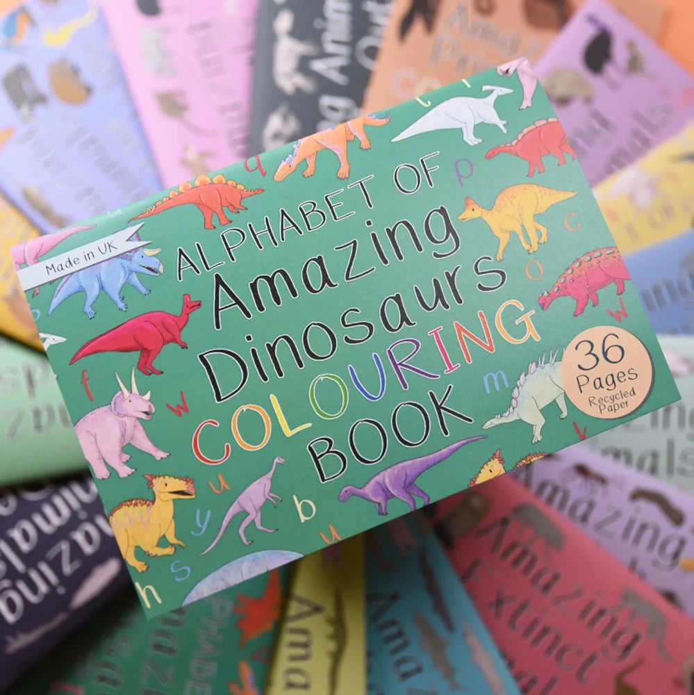 Alphabet of Amazing Dinosaurs Colouring Book Button and Squirt | Little Twidlets