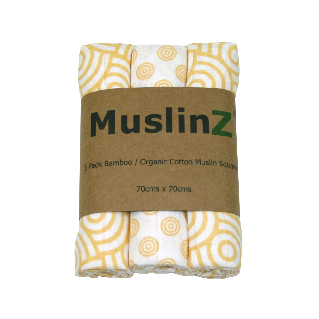 MuslinZ Bamboo/Organic Cotton Muslin Squares - 3 pack