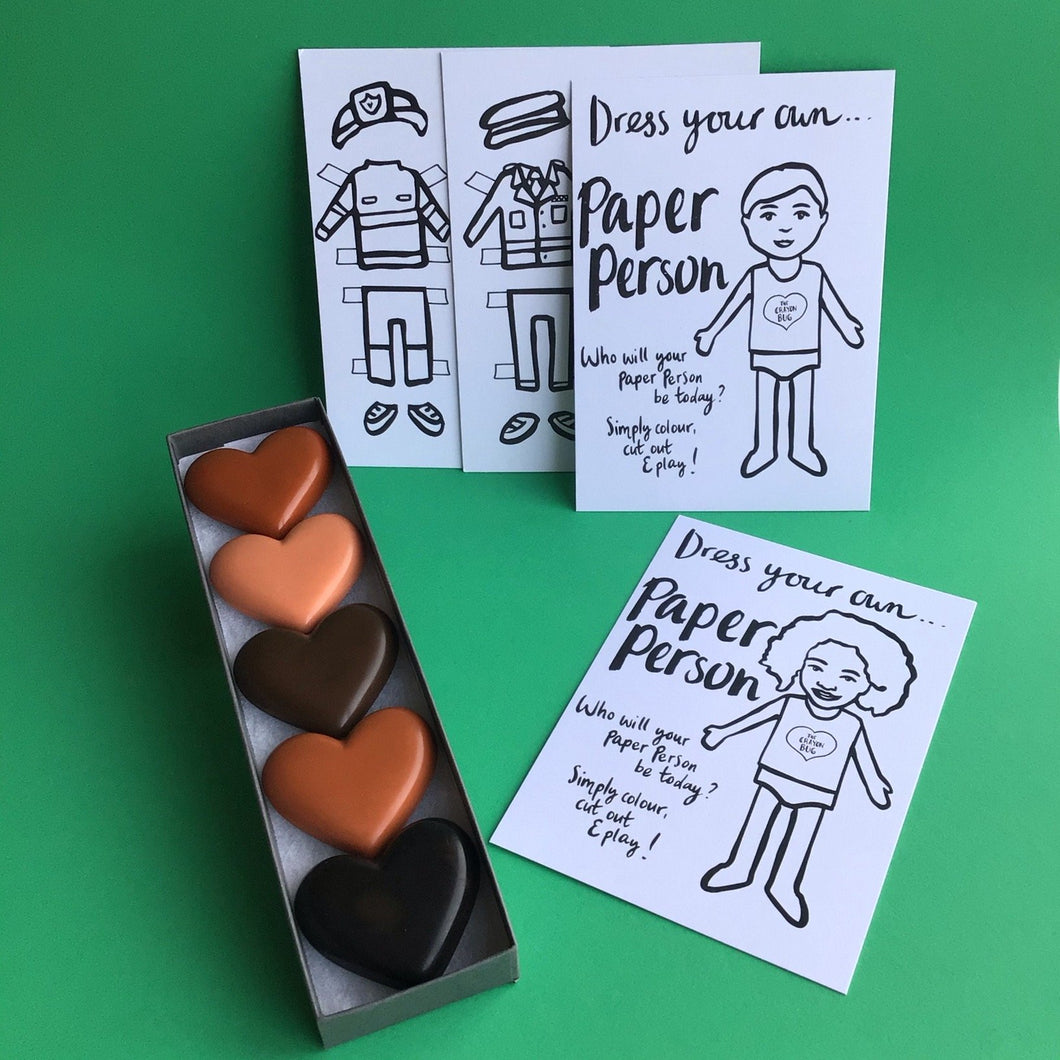 The Crayon Bug Skin Tone Crayons & Paper People Cards Set