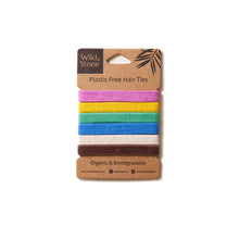 Load image into Gallery viewer, Plastic Free Hair Ties - multi Coloured. Pack of Six hair band, organic and biodegradable little twidlets 
