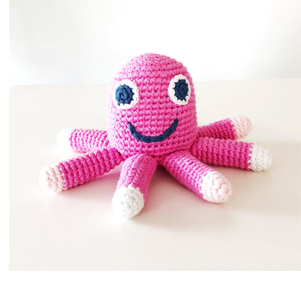 Pebble Rattle – Octopus Organic Pink
