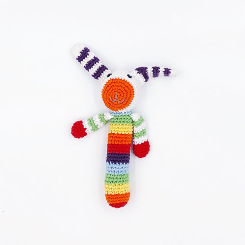 Pebble Stick Rattle – bunny rainbow Little Twidlets