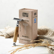 Load image into Gallery viewer, Bamboo Safety Razor for plastic free shaving men and women with Jute Travel Bag, little twidlets
