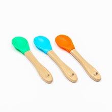 Load image into Gallery viewer, Baby Bamboo Weaning Spoons - Set of 3 - Blue, Green &amp; Orange
