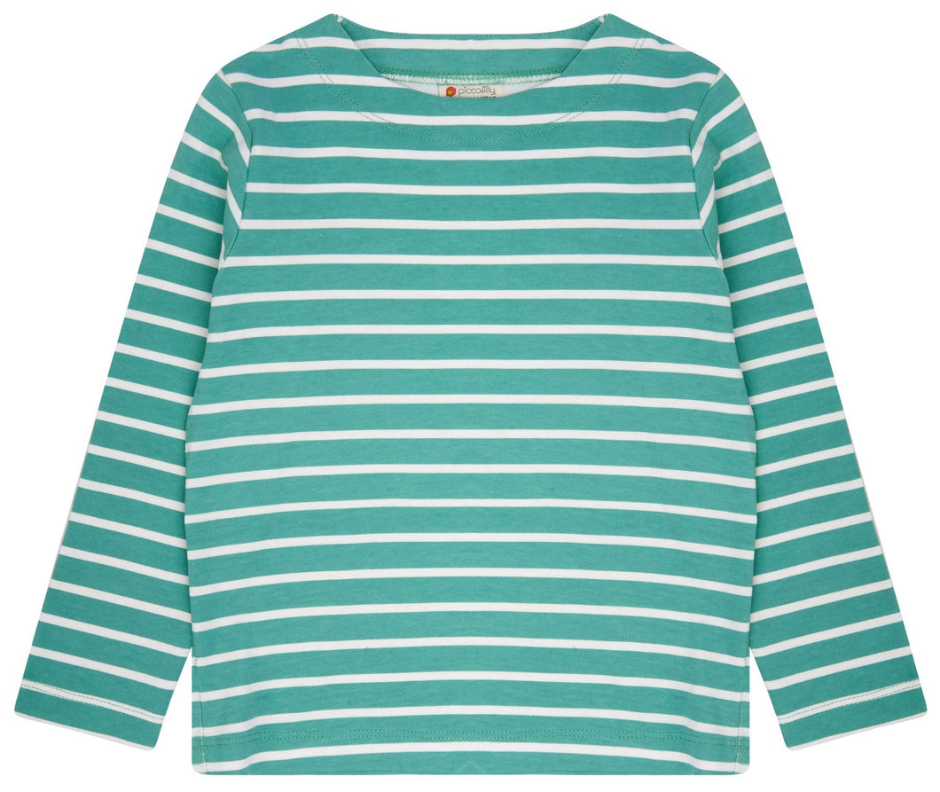 Piccalilly Long Sleeve Top - Aqua Green Stripe