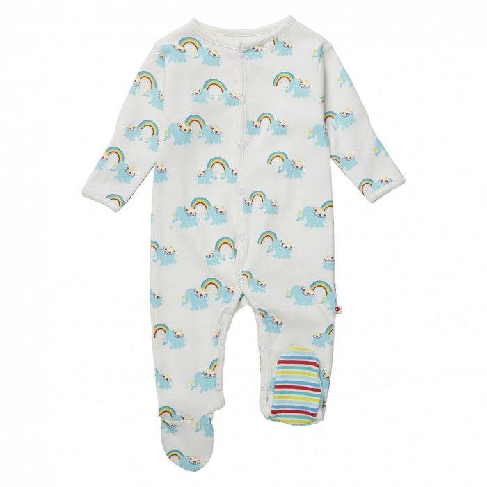 Piccalilly Footed Sleepsuit, Rainbow Elephant Little Twidlets