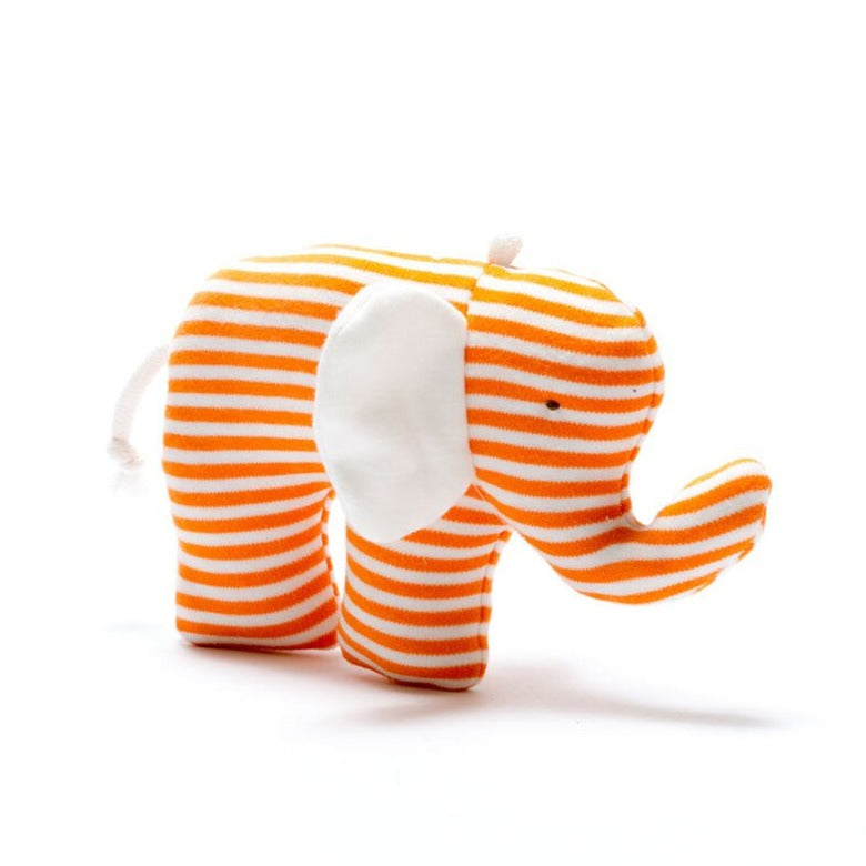 Small Organic Cotton Elephant - Orange Stripes