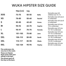 Load image into Gallery viewer, WUKA Basics™ Hipster period pants - Medium flow Little Twidlets size guide
